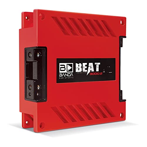 Banda 1-Ch. Vehicle Audio Bass Amplifier - 3000W High-Powered Mono Bass Amplifier w/Subsonic Filter and Low Pass Filter Stable at 2 ohms, LED Indicators, Sound Specialization, Red - BEAT3000.2RED