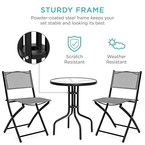 Best Choice Products SKY4756 3-Piece Patio Bistro Dining Furniture Set W/Textured Glass Tabletop thumb #4