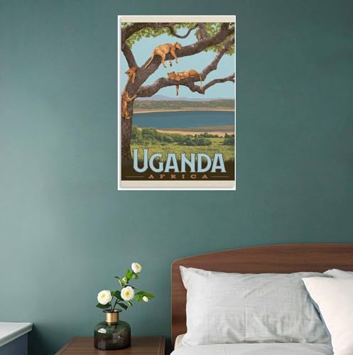 Póster de viaje vintage de Uganda: inspira tus días con la magia de África en un lienzo 4