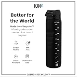 Ion8 1 Litre Water Bottle, Leak Proof, Flip Lid, Carry Handle, Rapid Hydration, Dishwasher Safe, BPA Free, Contoured Grip, Ideal for Travel, Gym & Activity, Carbon Neutral Recyclon, 32 oz, Black - Image 5