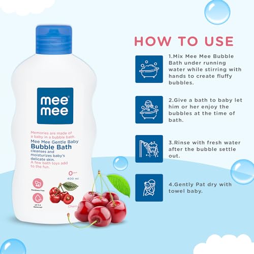 Image of Mee Mee Baby Body Wash 400ml with Cherry & Fruit Extracts | Tear-Free, Mild & Moisturizing Formula |Paraben-Free, Dermatologically Tested, pH Balanced |Gentle Head-to-Toe Bubble Bath for All SkinTypes