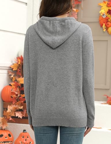 Image of CiCiBird Women Fall Winter Halloween Hoodie Flower Skull Graphic Tops Pullover 2024 Fashion Halloween Sweater Skull2 Gray L