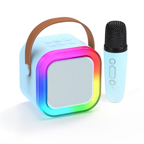 Fede Karaoke Micrófono para Niños, Mini Karaoke Infantil Micrófonos Inalámbricos Altavoz Bluetooth Portátil con Efectos de Cambio de Voz y Luces LED, Mejores Juguetes Regalos para Niñas y Niños