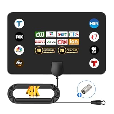 TV Antenna Indoor for Local Channels, 2025 Long Range Antenna for Smart TV, Easy to Install, Digital TV Antenna for All Smart/Old TVs, Supports 4K 1080P HD VHF UHF