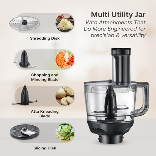 Image of Prestige Prisma Pro 750W 5 Jars Mixer Grinder|Stainless Steel Jars 3U, Multi Utility Jar 1 U, & Juice Jar 1 U|6 Super-Efficient Blades|Black & Silver