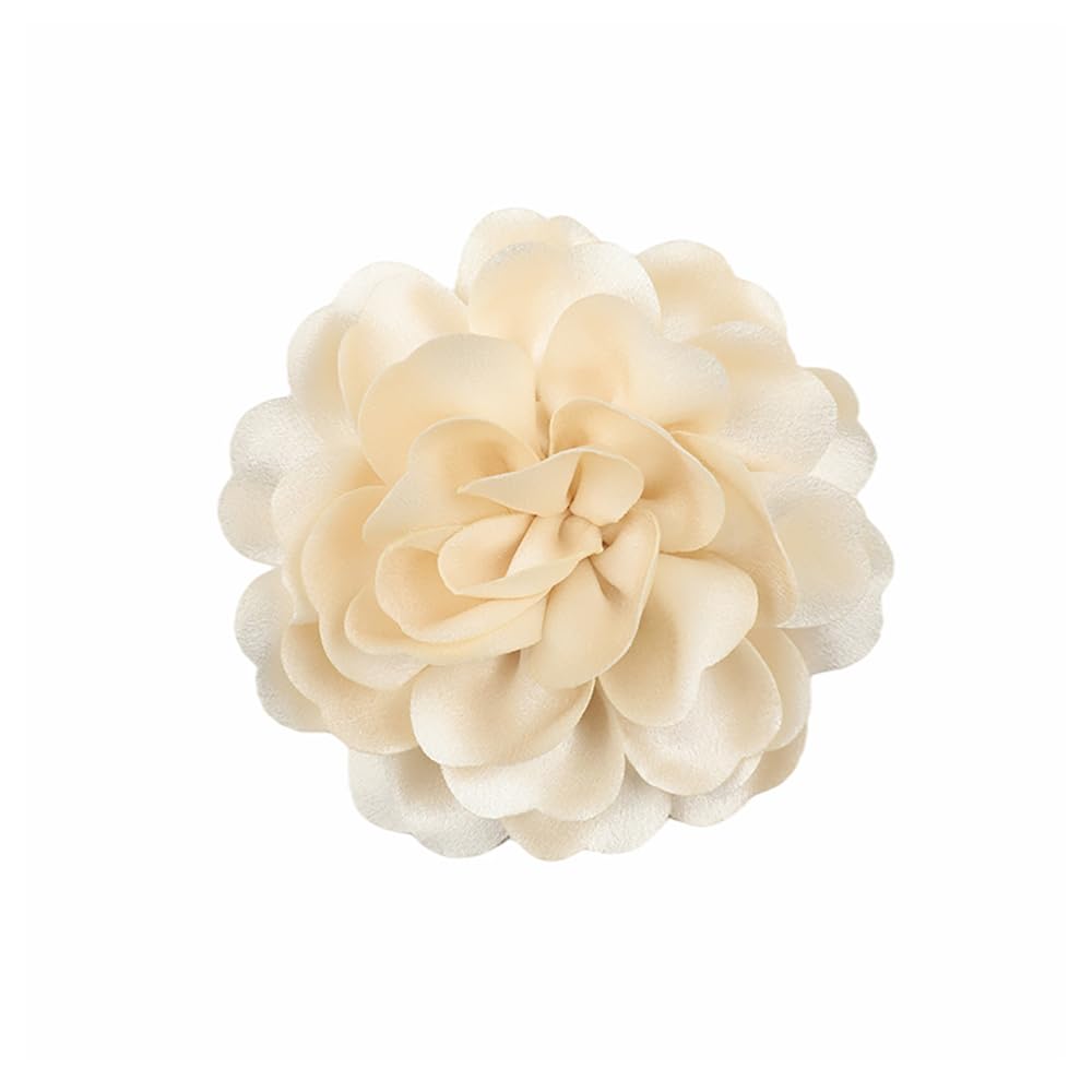 Dainty Fabric Rose &amp; Camellia Flower Oversized Brooch Pins &amp; Hair Clip - Large Lapel Pin, 4.3in/7.5in