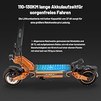 RCB D7 PRO(Ultra) E-Scooter, Elektroroller für Erwachsene mit Straßenzulassung (ABE), NFC/Blinker/APP, 26% Steigung, 500W-Motor Spitze 1600,110-130KM, 27 Ah Akku,10 Zoll selbstreparierende Gelreifen – Ansicht 3