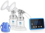 Bellababy Electric Breast Pump Portable, Double Breast Pump 4 Modes & 9 Levels Efficient Suction, Touch Control LED Timer Display Rechargeable, Comes with 21mm, 24mm, 27mm Flanges and Milk storage Bags