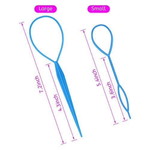 Ahier 4 Pairs Topsy Tail Hair Tool, Topsy Tail, Hair Braid Accessories Ponytail Maker, French Braid Tool Topsy Tail Loop Hair Kit (4 Color) #TOP3