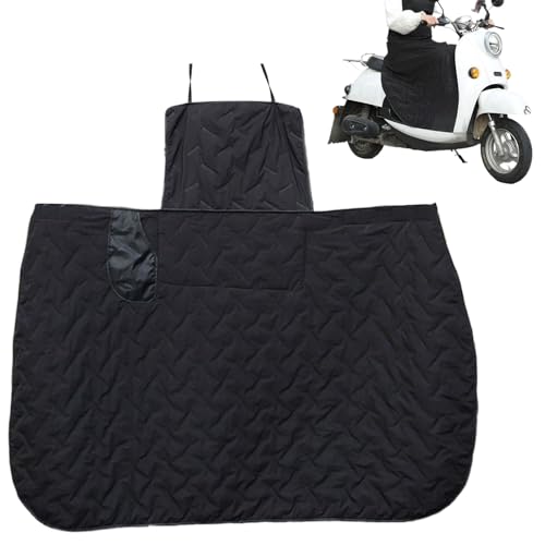 スクーターエプロン - 電動自転車用防水冬用ブランケット | 厚手で暖かい保護エプロンカバー、防風設計、雪や泥、雨の日、バイク、スクーター、通勤、旅行に最適、113x80cm ブラック