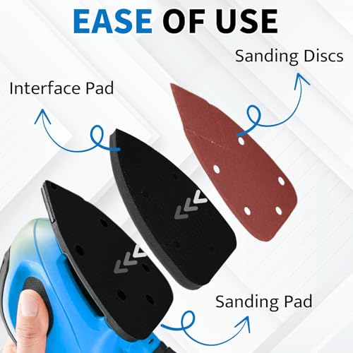 Image of Mouse Foam Sanding Interface Pad 2 Pack 140mm*98mm 5 Holes Hook and Loop Sponge Cushion Buffer Backing Pad