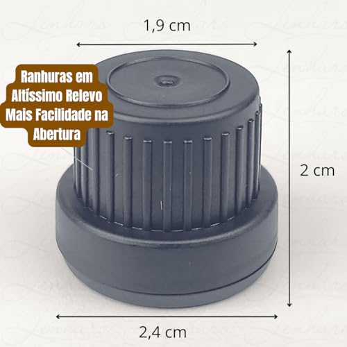 Kit com 10 Frascos PREMIUM em Vidro Ambar 10ml com Tampa Preta com Lacre e Gotejador/Batoque Para Ól