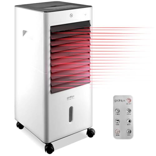 gridinlux® | Climatizador Evaporativo Homely TEMP COMPLETE | Enfriador de Aire Grande Móvil y Silencioso | Ventilador Portatil de pie | Mando | Frío y Calor | 3 Velocidades | 65W Bajo Consumo gridinlux® | Climatizador Evaporativo Homely TEMP COMPLETE | Enfriador de Aire Grande Móvil y Silencioso | Ventilador Portatil de pie | Mando | Frío y Calor | 3 Velocidades | 65W Bajo Consumo