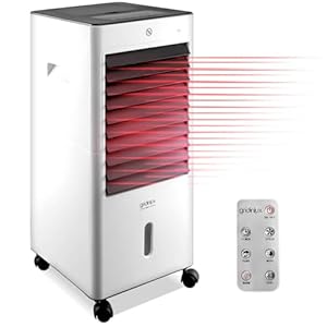 gridinlux® | Climatizador Evaporativo Homely TEMP COMPLETE | Enfriador de Aire Grande Móvil y Silencioso | Ventilador Portatil de pie | Mando | Frío y Calor | 3 Velocidades | 65W Bajo Consumo