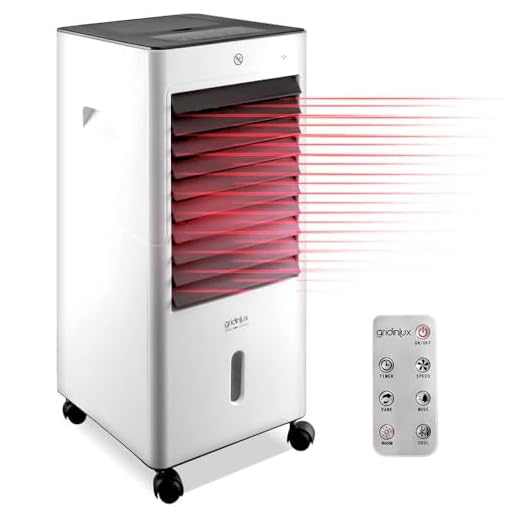 gridinlux® | Climatizador Evaporativo Homely TEMP COMPLETE | Enfriador de Aire Grande Móvil y Silencioso | Ventilador Portatil de pie | Mando | Frío y Calor | 3 Velocidades | 65W Bajo Consumo