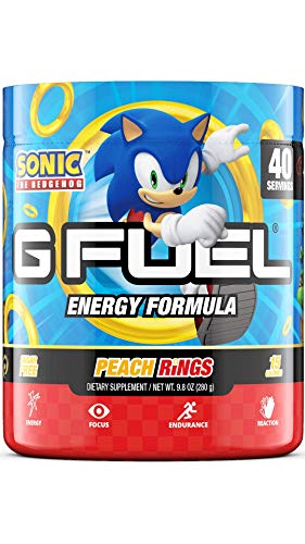 G Fuel Sonic s Peach Rings Elite Energy Powder, 9.8 oz (40 Servings)