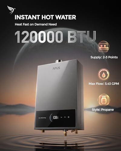 Image of APUS Propane Tankless Water Heater, 120,000 BTU, 5.43 GPM Indoor