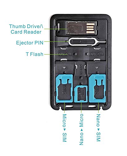 All In One Credit Card Size Slim Sim Adapter Kit With Tf Card Reader & Sim Card Tray Eject Pin, Sim Card Holder, Micro Sd Card Holder Feature #TOP1