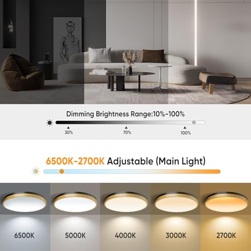 Lightania 13 Inch Flush Mount Ceiling Light with Remote Control & Night Light, 5CCT Dimmable Ceiling Light Fixture, 25W 2500LM 2700K-6500K Adjustable LED Ceiling Lights for Bedroom Kitchen Living Room - Thumbnail 2