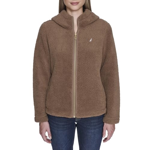 Image of Nautica Women's Solid Sherpa Zipup Hoodie Jacket