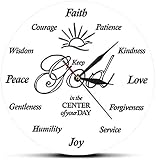 Horloge Murale 12 Pouces Silencieux Mettre Dieu d’Abord Citation inspirante chrétien Religieux Horloge familiale Jésus décor de Maison biblique La Montre Murale Horloge de Dieu