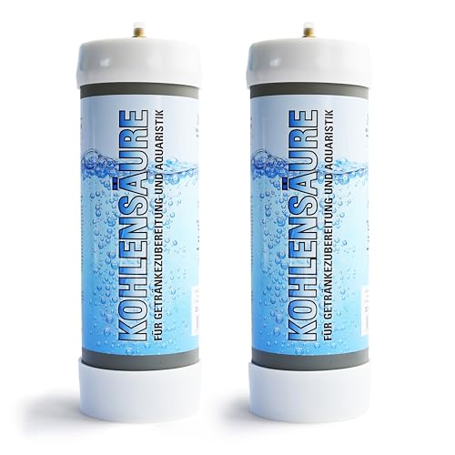 CREAMWHIP CO2 Einwegflaschen 2 x 2000g Kohlendioxid mit Ventilgewinde M11x1 für Trinkwassersprudler