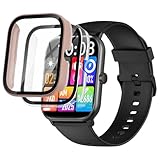 JIAYJP for MIHENCE 一体型ケースHOIBAI/Segick/Vialove KW105-G01/SAIKATI 1.83'' IDW25用 ケース フイルム 一体型ケース PC+ガラス素材 指紋防止 HOIBAI/Segick/Vialove KW105-G01 カバー (透明+ピンク)