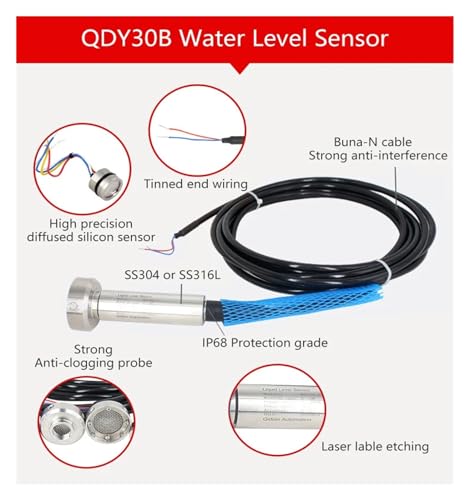 Convertidor de nivel antiobstrucción QDY30B de agua con cable de 10m 5