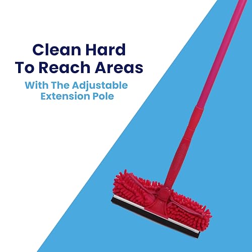 Image of Microfiber Window Cleaner - Dual Heads & Telescoping Handle (Raspberry)