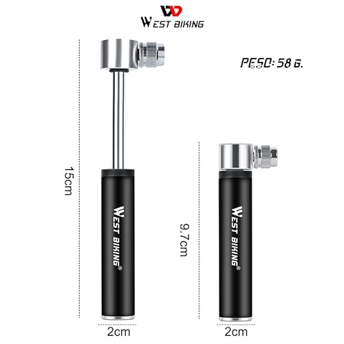 WEST BIKING - Bomba Portátil De Mão Pneu Bike Manual Mtb Ciclismo Pequena Mini (Vermelho)