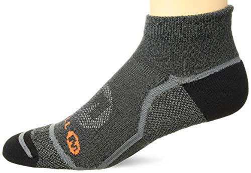 Merrell Men's 1 Pack Cushioned Trail Glove Runner Socks (Low/Quarter/Crew Cut), Black Marl