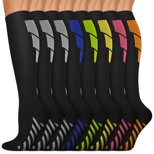 Compression Full Length Socks For Men & Women Circulation-Best For Medical Running Hiking Cycling 15-20 mmHg(L/XL)
