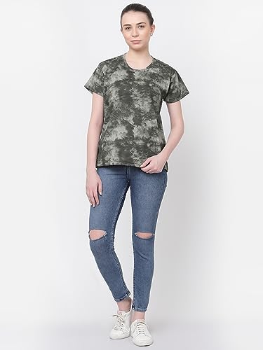 Image of UZARUS Women's Regular Fit Printed Half Sleeves Round Neck Gym Sports T-Shirt