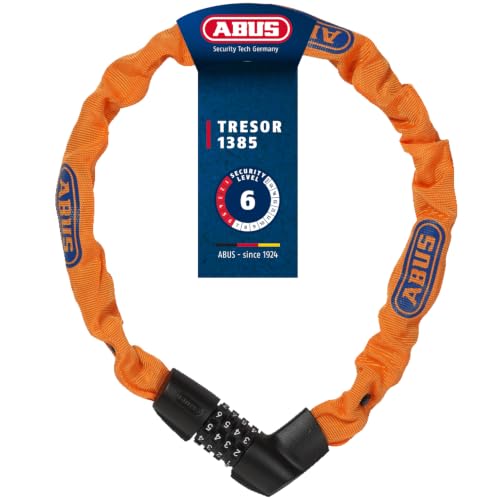 ABUS Kettenschloss Tresor 1385/75 Neon – Zahlenschloss aus gehärtetem Stahl – 6 mm starke Vierkantkette – ABUS-Sicherheitslevel 6 – 75 cm… – Ansicht 1