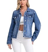 Muundim Women's Jean Jacket, Stretch Soft Denim Jacket for Women Fitted Long Sleeve Womens Jean T...