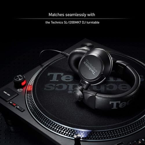 Image of Technics Professional DJ Headphones with 40mm CCAW Voice Coil Drivers, 270 Swivel Housing and Locking Detachable Cord; Lightweight, Foldable High Input - EAH-DJ1200-K (Black)