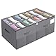 Schuhorganizer Platzsparend, Passt 14 Paare, Schuh Organizer für Schrank Durchsichtigem Deckel, Große Schuh Aufbewahrung, Aufbewahrungsbox mit Netztasche und Tragegriff (Grau, 75cm x 30cm x 44cm)