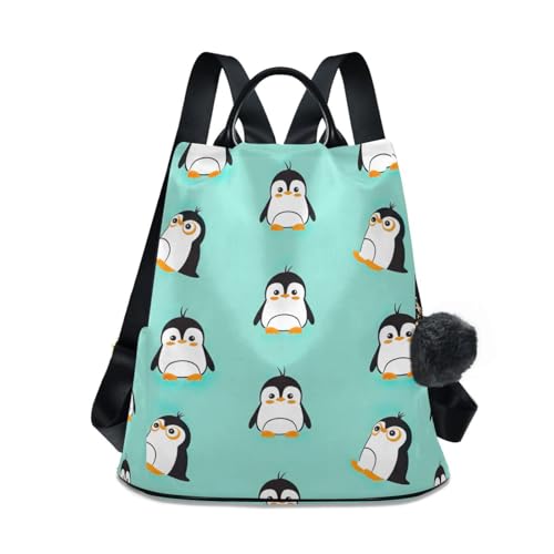 Mochila de viaje antirrobo de pingüino turquesa para mujer ligera para senderismo urbano