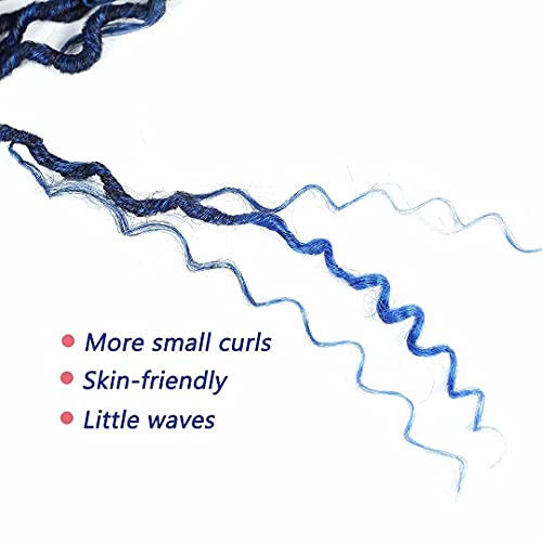 Alimiriam New Goddess Locs Crochet Hair 6 Packs 14 Inch Blue Boho Faux Locs Wavy Crochet Hair River Faux Locs Crochet Hair With Curly In Middle And Ends Boho Style Synthetic Hair Extensions(14Inch T1B/Blue#) #TOP7