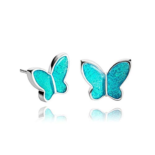 Cute Small Turquoise Stud Earrings Presents for Women; Fashion Blue Anniversary Post Jewellery by Dragon Porter; Diameter 0.47 inch -1.2 cm
