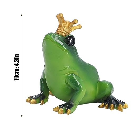 Agatige Mini Frog Crown Prince Figurines, Lifelike Cute Synthetic Resin Frog Statue Desktop Ornament For Home Office Garden Women Room Decor #TOP4