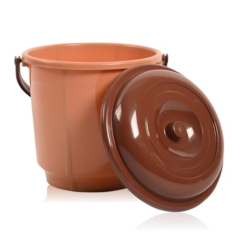 Image of Kuber Industries 3 Pcs 18 Liter Plastic Bucket for Bathroom | Water Storage Bucket | Balti for Bathroom | Plastic Bucket for Daily Use | Pink-Coffee & Mink Grey