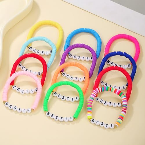 12 PCS Friendship BFF BESTIE Clay Bracelets Set for Women Jewelry3