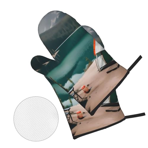 Lot de 4 gants de cuisine Serenity Lake imperméables pour four et camping - 5