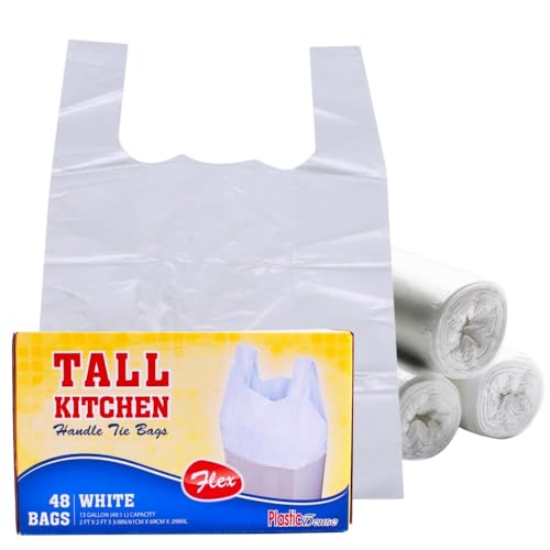 Handle TIE Flex White 13-Gallon Kitchen Trash Bags 48 CT