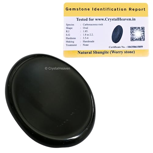 Image of Certified Shungite Crystal Thumb Worry Pebbles Stones for Anxiety Stress Relief Massage - AAA Grade Original Healing Gemstone Agate Rubbing Stone for Yoga Meditation Spiritual Reiki Feng Shui