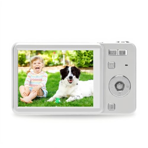 Cryfokt Caméra Vidéo Numérique 64MP 4K, Zoom 16X, Mise au Point Automatique AF, Appareil Photo Compact avec écran Ultra HD, Superbes Appareils Photo Rétro avec Couvercle Coulissant, 2,8 (Silver)