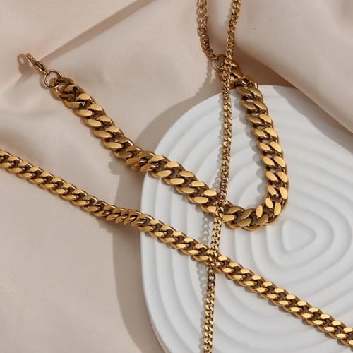 3 PCS Gold Ankle Bracelets for Women 14k Gold Stainless Steel Anklets for Women Waterproof Cuban Link Anklets Layered Plus Size Ankle Bracelet Gold Jewelry Set Gift4