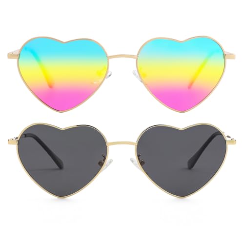 NIDOVIX Polarized Heart Shaped Sunglasses for Women, Vintage Fashion Cute Lovely Sun Glasses Metal Frame UV400 Protection2