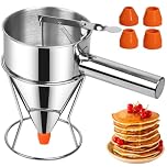 Pancake Dispenser, Sopito 40oz/1.2L Batter Dispenser for Baking with Stand Stainless Steel Funnel Multifunctional for Cooking with 4 Silicone Nozzles